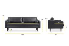 Load image into Gallery viewer, Slate Grey/Sloped Armrest, dimensions
