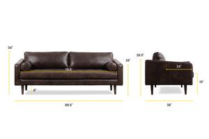 Madagascar Cocoa/Sloped Armrest, dimensions