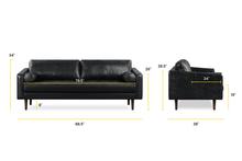 Load image into Gallery viewer, Onyx Black/Sloped Armrest, dimensions
