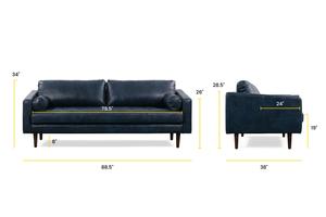 Midnight Blue/Sloped Armrest, dimensions