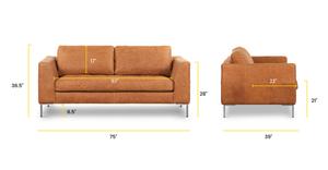 Cognac Tan/Brushed Silver, dimensions